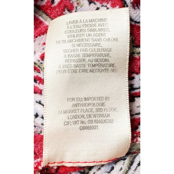 Feather Bone x Anthropologie Womens Latrobe Floral Lace Up Smocked Peplum Blouse - Picture 10 of 10